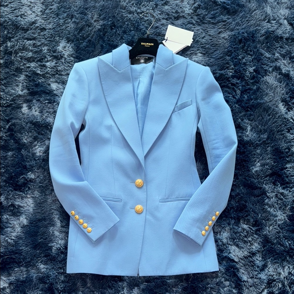 Balmain Blue Blazer Tailored Suit Jacket